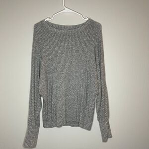 Simply Vera Wang Gray Knit‎ Ribbed Long Sleeve Casual Top Women Size Medium